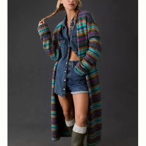 By Anthropologie Long-Sleeve Striped Cardigan Sweater